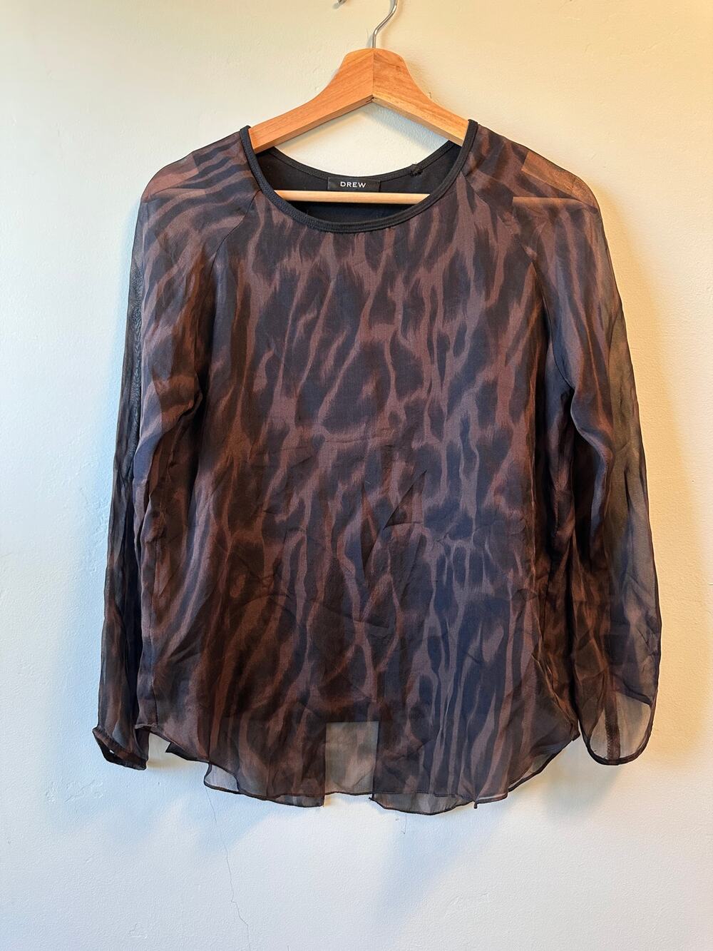 DREW Leopard Sheer Blouse